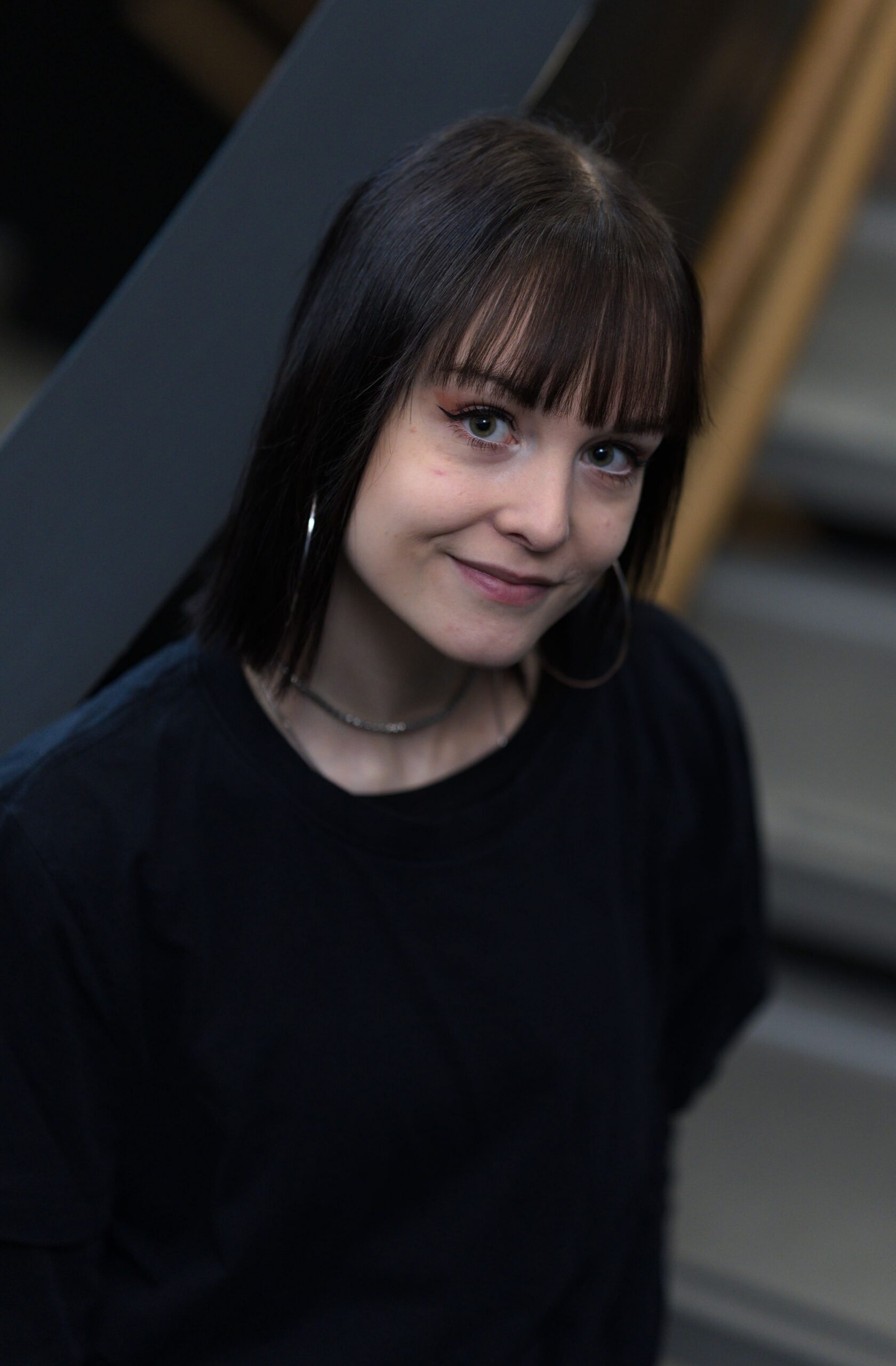woman on a staircase